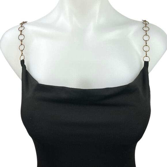 Princess Polly Black Chain Strap Stretch Cowl Neck Sleeveless Bodysuit Top Sz 2 - Picture 3 of 5